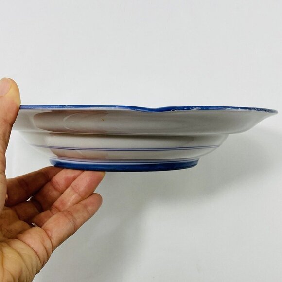 Vintage JC Louise Plate 9.25" Deep Bottom Soup Serving Scallop Blue Flower 1905 - Picture 3 of 10